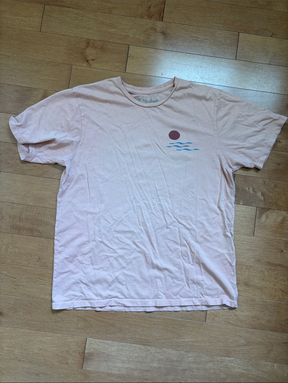 Mollusk Pale Pink Graphic Tee with Sun & Waves